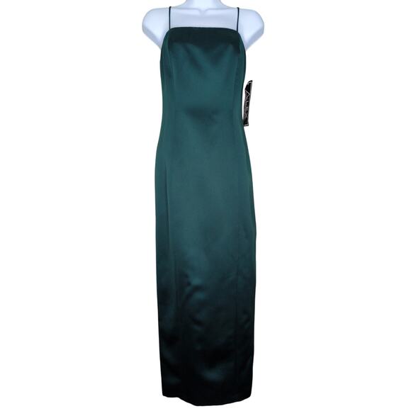 VTG Alex Evenings Satin Gown 4 Square Neck Elegant Formal Maxi Dress 90s Y2K - Picture 1 of 5